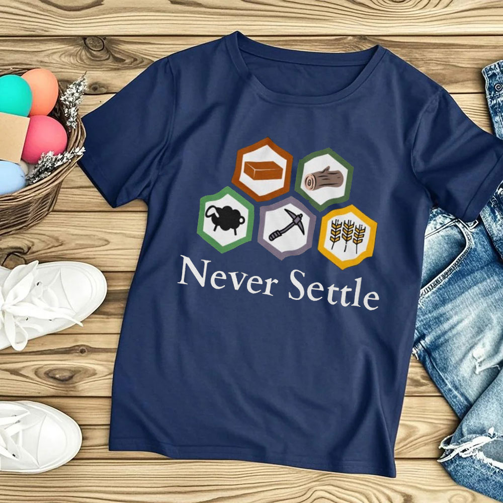 Camiseta Vintage Never Settle  - Board Game Catan avaliação e preço